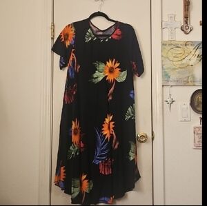 Floral Black Dress with Colorful Print